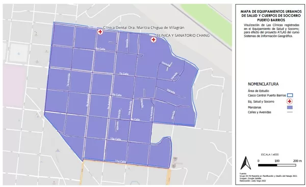 Mapa de Equipamientos Urbanos de Salud y Cuerpos de Socorro